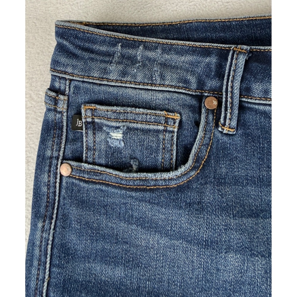 Judy Blue Denim Shorts Womens XL Dark Blue High Rise Distressed JB150246 DK - Picture 10 of 15